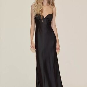Zara Black Satin Maxi Dress NWOT